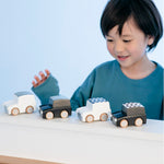 Load image into Gallery viewer, Kiko+ Kuruma (Dots/White) - Classic Wooden Wind-up Car
