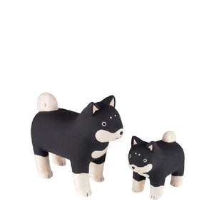 T-Lab. Pole Pole Parent and Child Wooden Shiba Inu Dogs