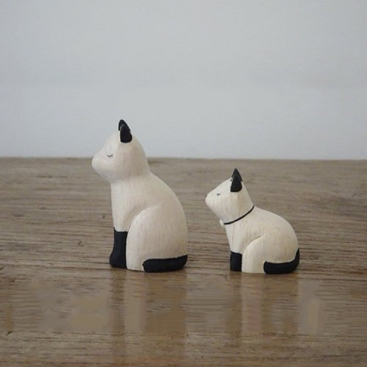 T-Lab. Pole Pole Parent and Child Wooden Siamese Cats