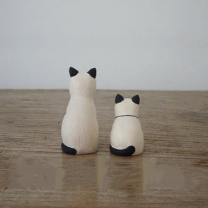 T-Lab. Pole Pole Parent and Child Wooden Siamese Cats