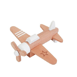 Kiko+ Hikoki Plane (White) - Wooden Wind-up Propeller Plane